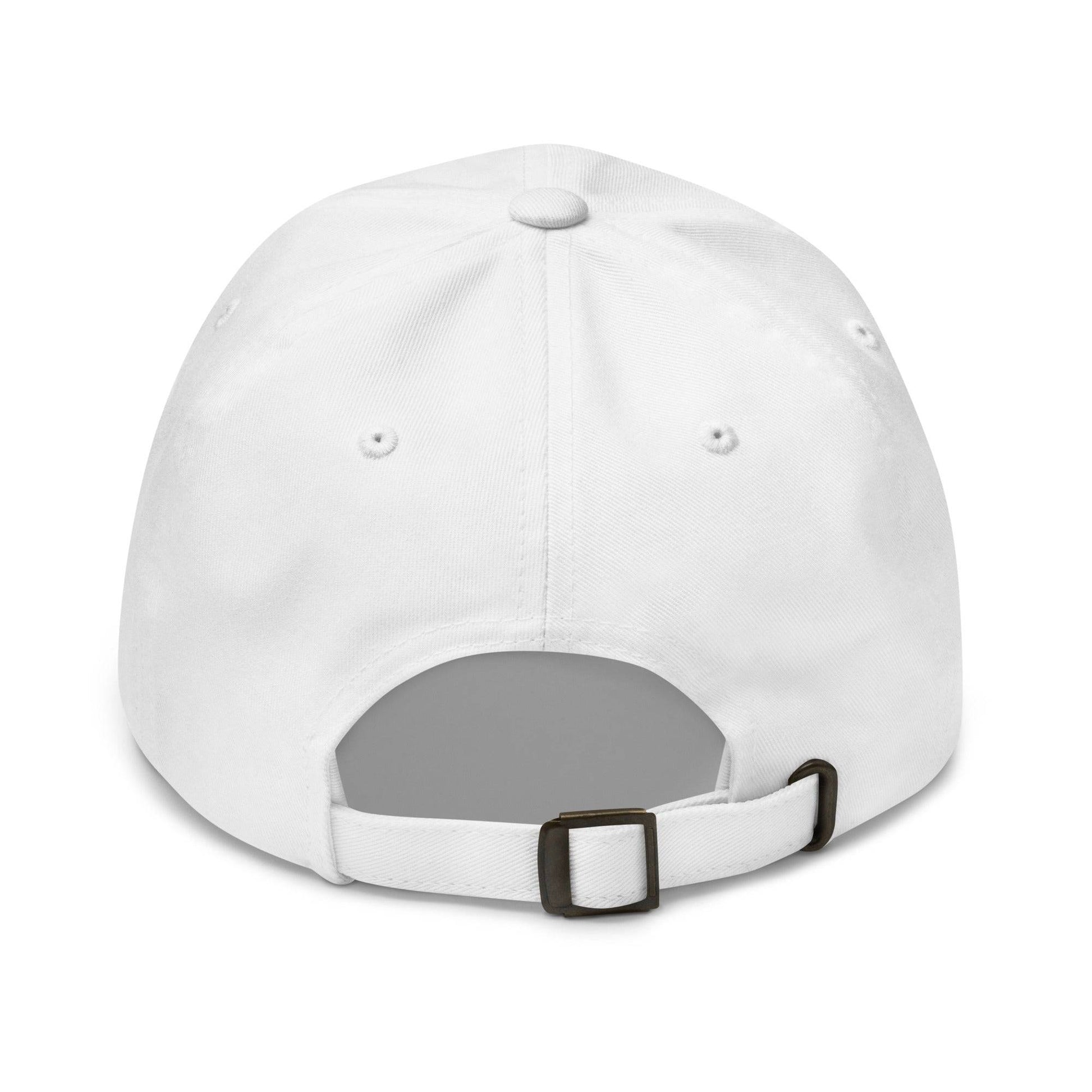 Introducing the Rainbow Stripes Cap by Pridelity: a black baseball cap adorned with a horizontal rainbow stripe, perfect for pride outfits. The vibrant colors pop against the dark fabric, making it a standout piece. Set against a white background, this cap is the ideal accessory to celebrate inclusivity and style.