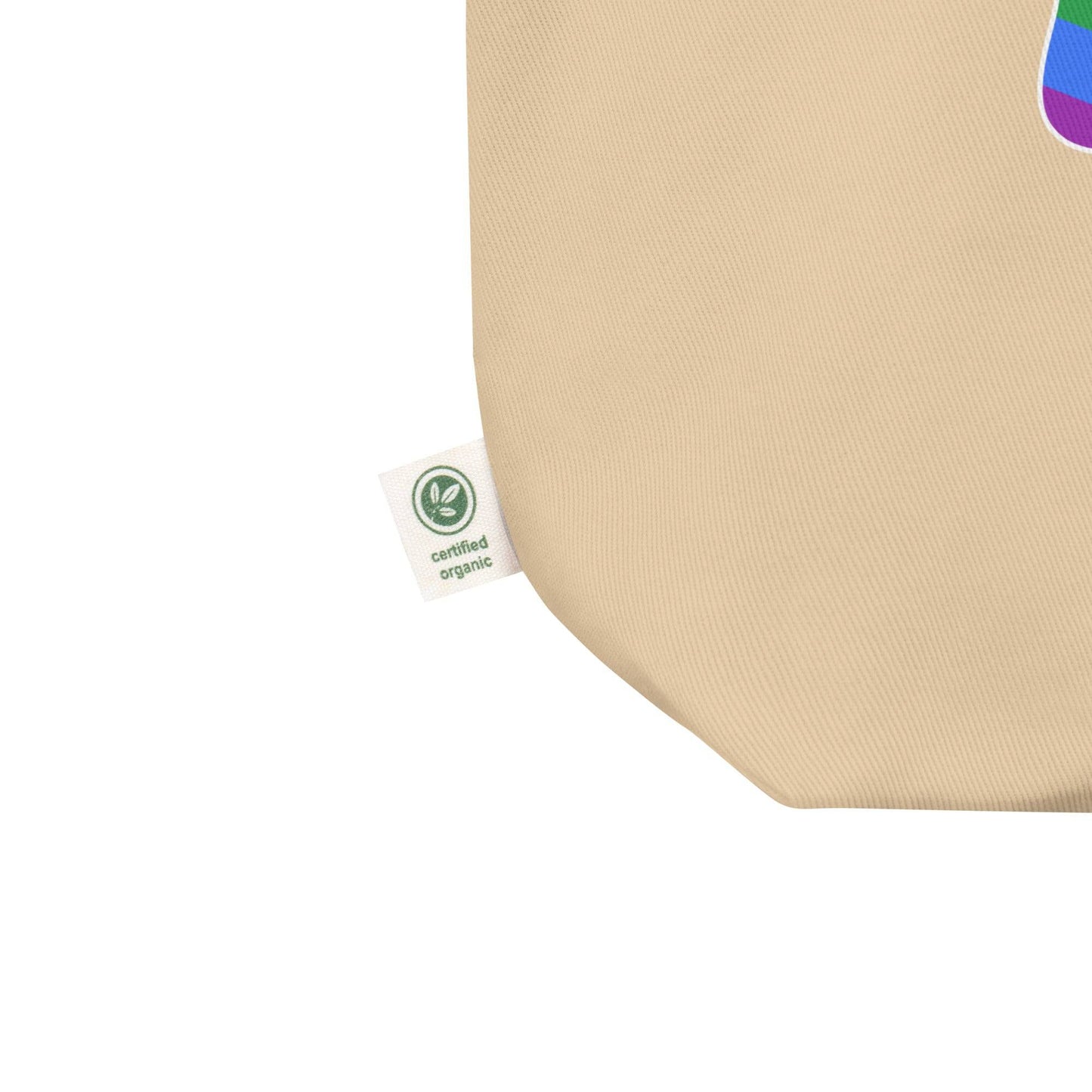 Introducing the Support Love Tote Bag by Pridelity: a stylish black tote bag adorned with the phrase "SUPPORT LOVE," where "LOVE" is presented in vibrant rainbow colors to symbolize inclusivity and pride. Ideal for visits to your favorite rainbow shop, this tote features long handles for easy shoulder carrying.