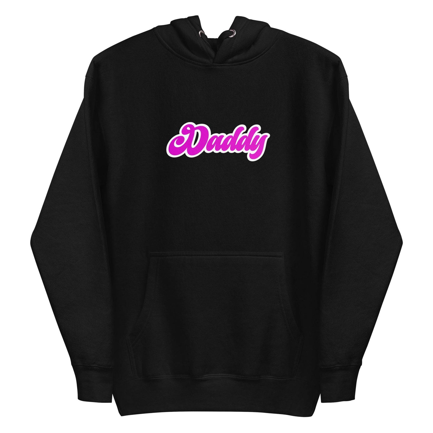 A vibrant piece from Pridelity's Pride Collections, the Daddy Hoodie is a purple standout featuring "Daddy" in bold, pink bubble letters across the chest. It comes equipped with a front pocket and drawstrings, making it perfect for proudly showcasing your style.