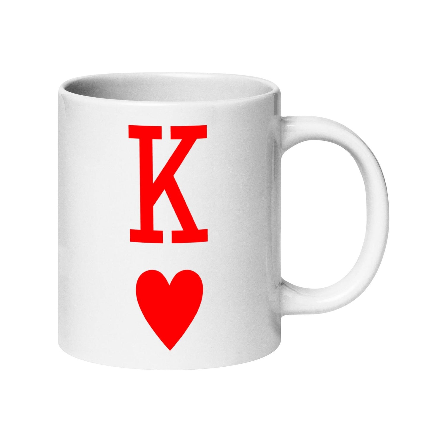 Part of Pridelity's top Pride collections for 2025, the King Of Hearts Mug showcases a striking bold red letter "K" above a heart symbol, making it an ideal gift for those who value love and individuality.