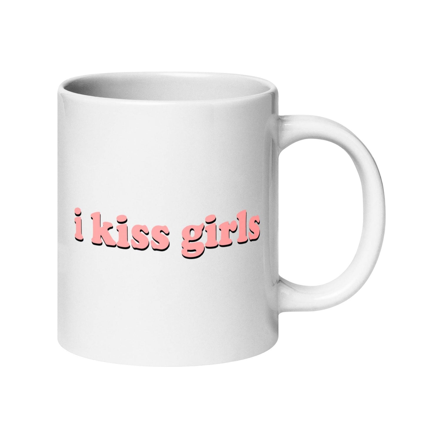 The "I Kiss Girls Mug" by Pridelity, featuring a vibrant design with white and pink lettering, stands out as a unique piece in the best pride collections of 2025.