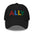 The Ally Cap by Pridelity in pink showcases the word "ALLY" beautifully embroidered in vibrant, multicolored letters: red, blue, yellow, and green.