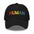 The Pridelity Human Cap is a black baseball hat, ideal for complementing pride ensembles, with the word "HUMAN" embroidered in vibrant rainbow colors on the front.