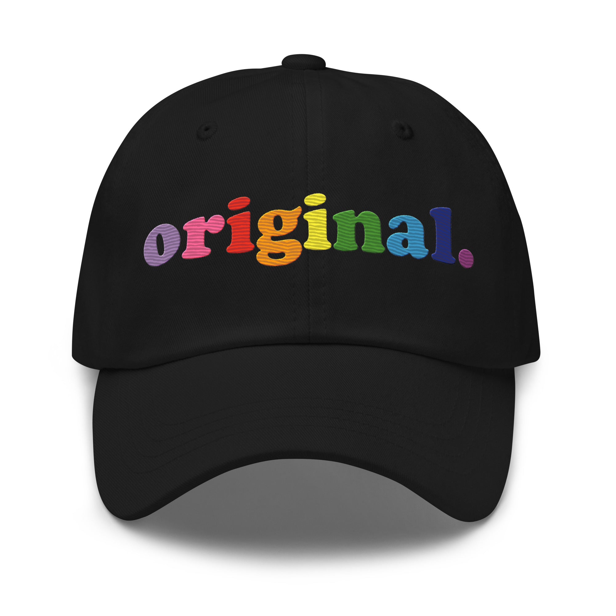 Black baseball cap by Pridelity, featuring the word 