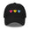 The Pan Hearts Cap by Pridelity, in a light blue hue, brings a playful touch to pride outfits with its three vibrantly embroidered hearts in pink, yellow, and blue.