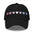 The Pridelity Bigender Hearts Cap, part of our Pride Collection, showcases a row of seven gradient heart symbols transitioning in color from pink to white to blue on a black base.