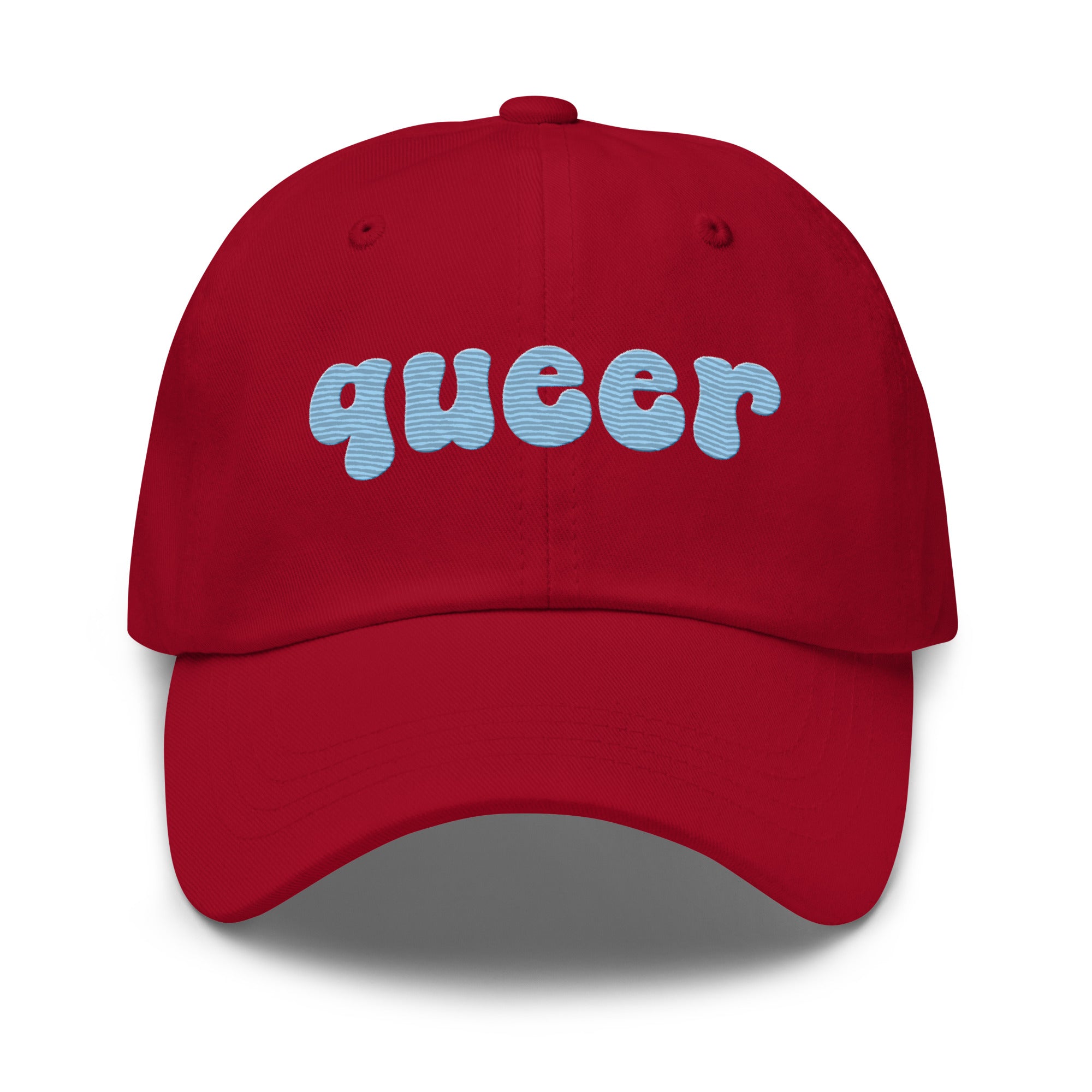 Introducing the Queer Cap by Pridelity, a black baseball cap with 