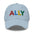 The Ally Cap by Pridelity in pink showcases the word "ALLY" beautifully embroidered in vibrant, multicolored letters: red, blue, yellow, and green.