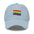 Introducing the Pridelity Pride Flag Cap, a sleek black design featuring a small rainbow flag emblem on the front. It's ideal for adding a touch of pride to your outfits, with the flag's horizontal stripes in red, orange, yellow, green, blue, and purple elegantly representing diversity and inclusion.