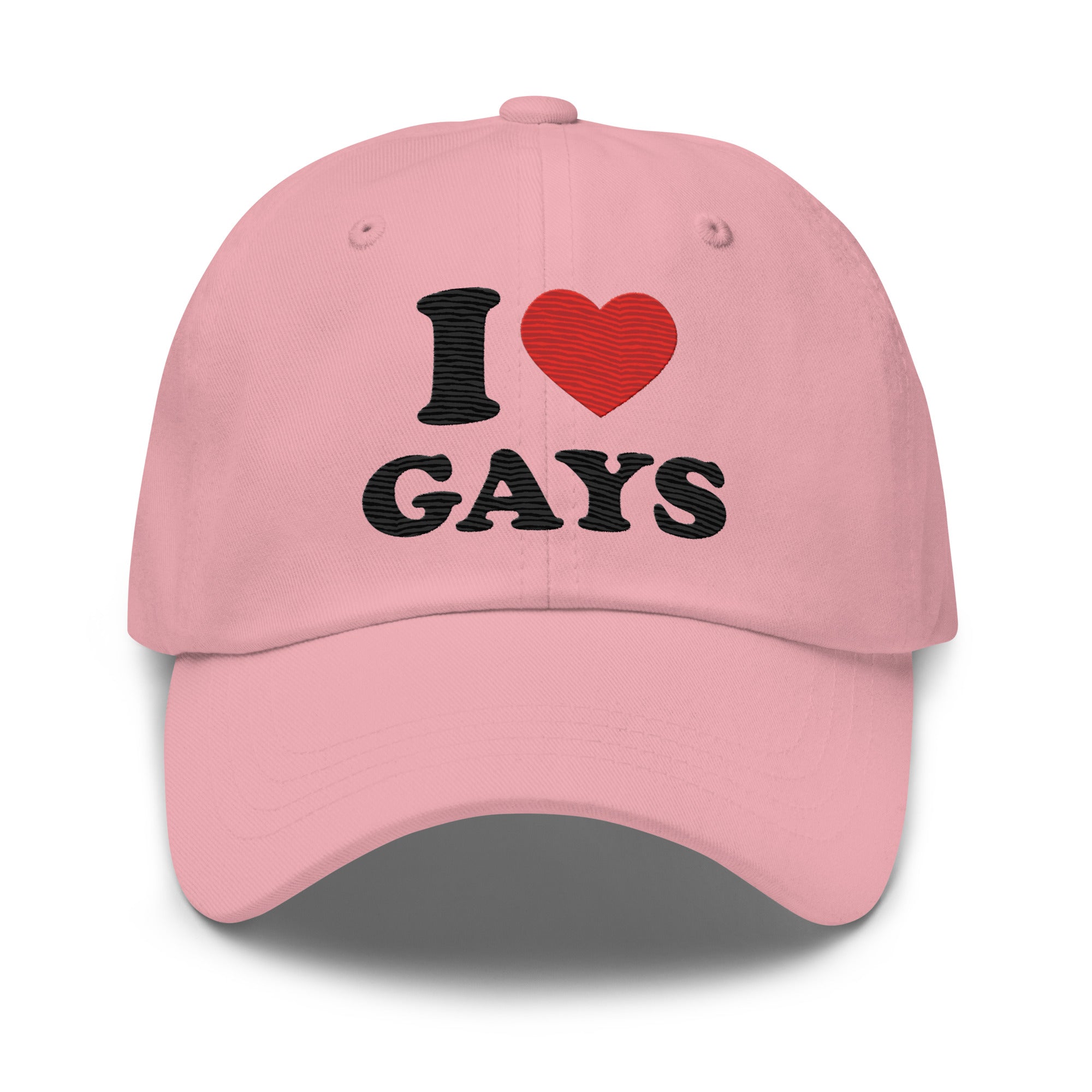 The I Love Gays Cap by Pridelity is a standout piece in pride outfits, showcasing the phrase 