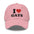 The I Love Gays Cap by Pridelity is a standout piece in pride outfits, showcasing the phrase "I ♥ GAYS" embroidered on its pink fabric. The heart is a vibrant red, with the rest of the message boldly displayed in black.