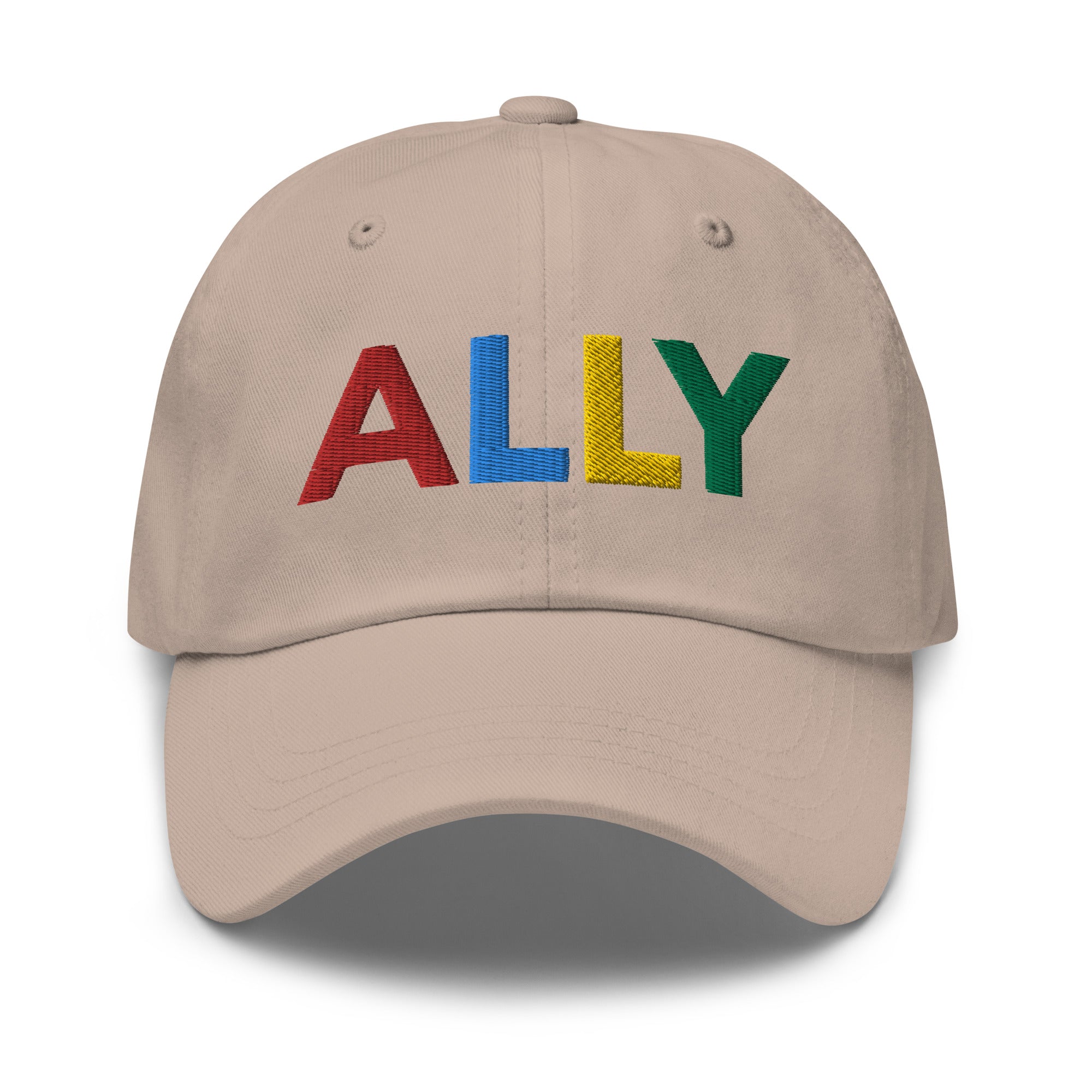 The Ally Cap by Pridelity in pink showcases the word 