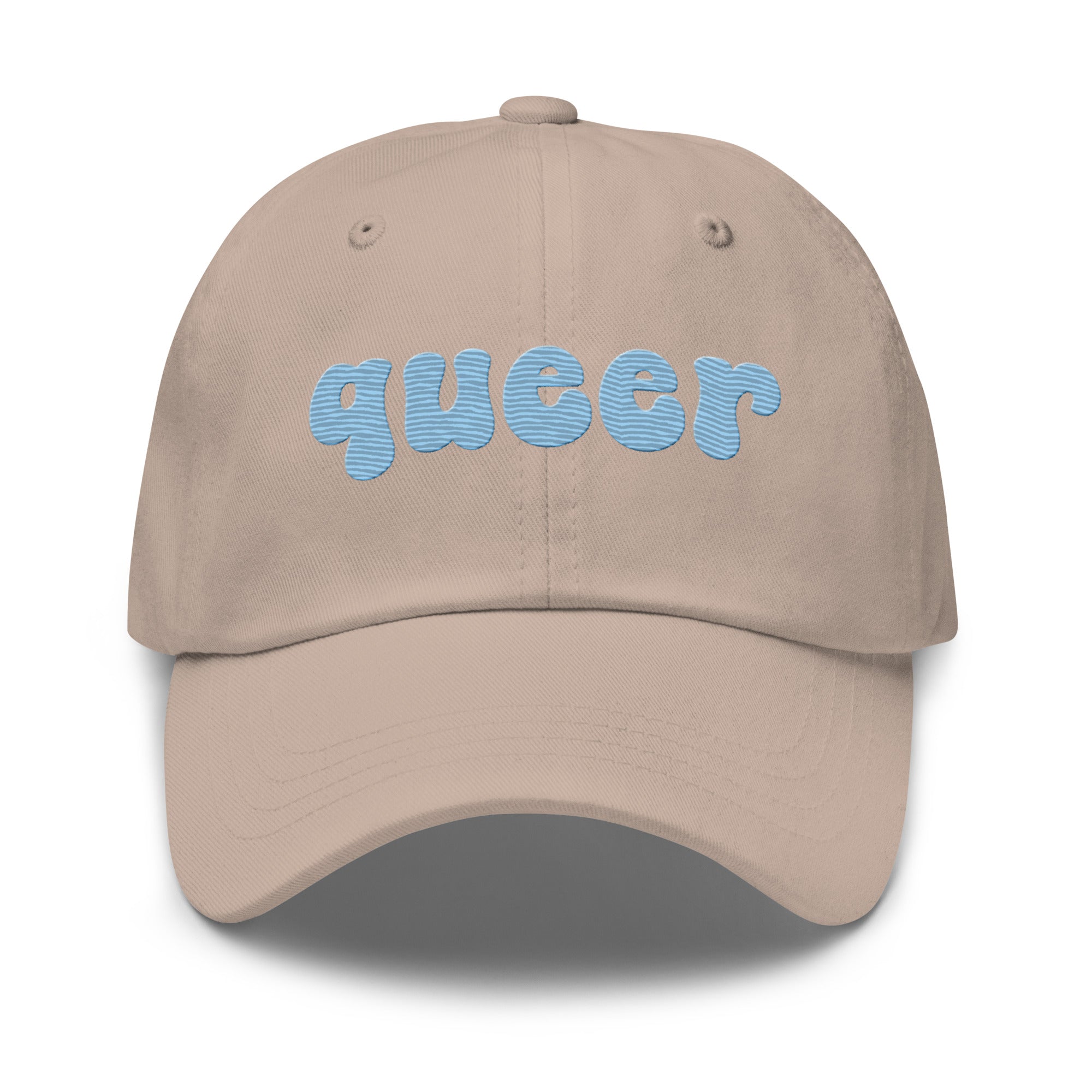 Introducing the Queer Cap by Pridelity, a black baseball cap with 