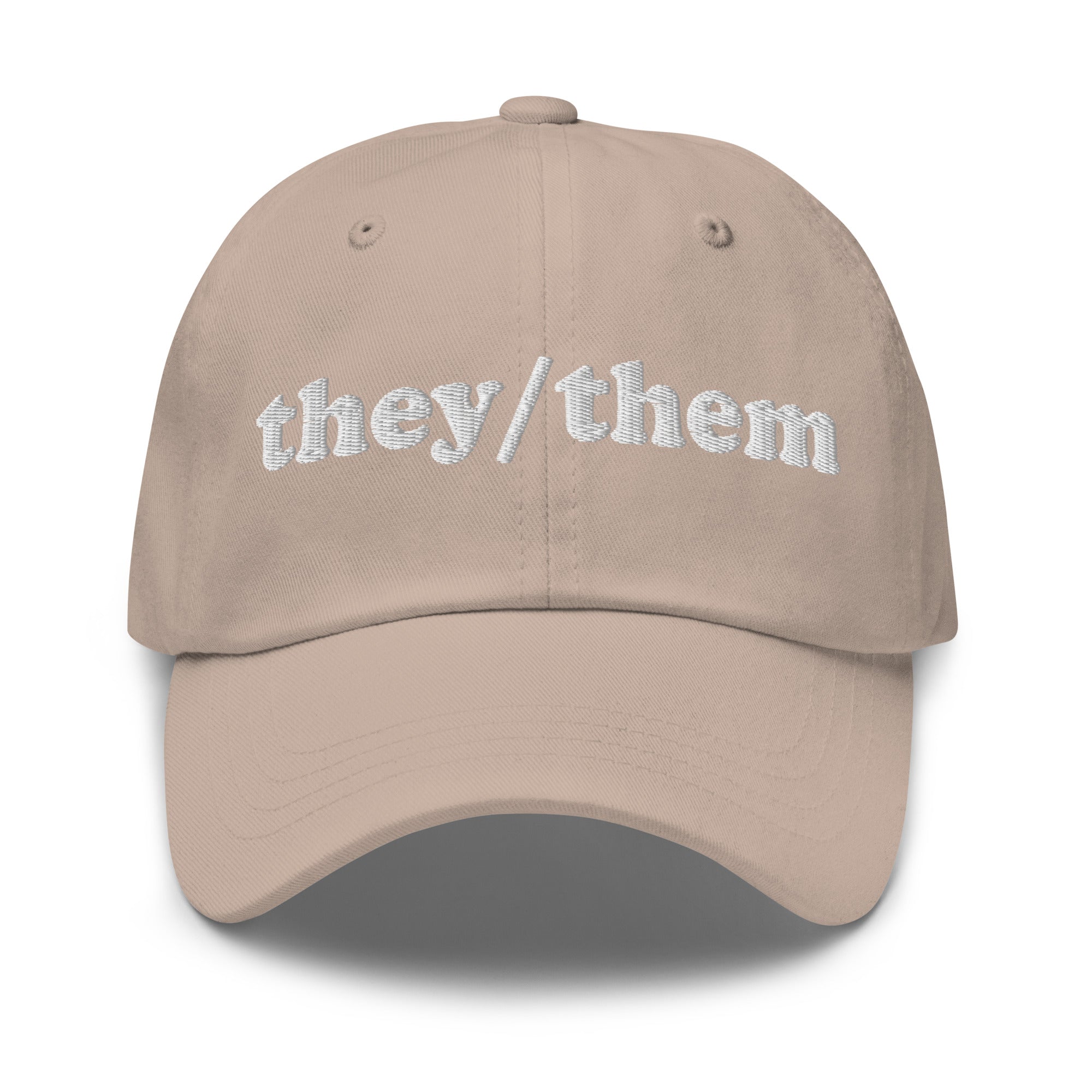 Introducing the They/Them Cap by Pridelity, a stylish black cap with 