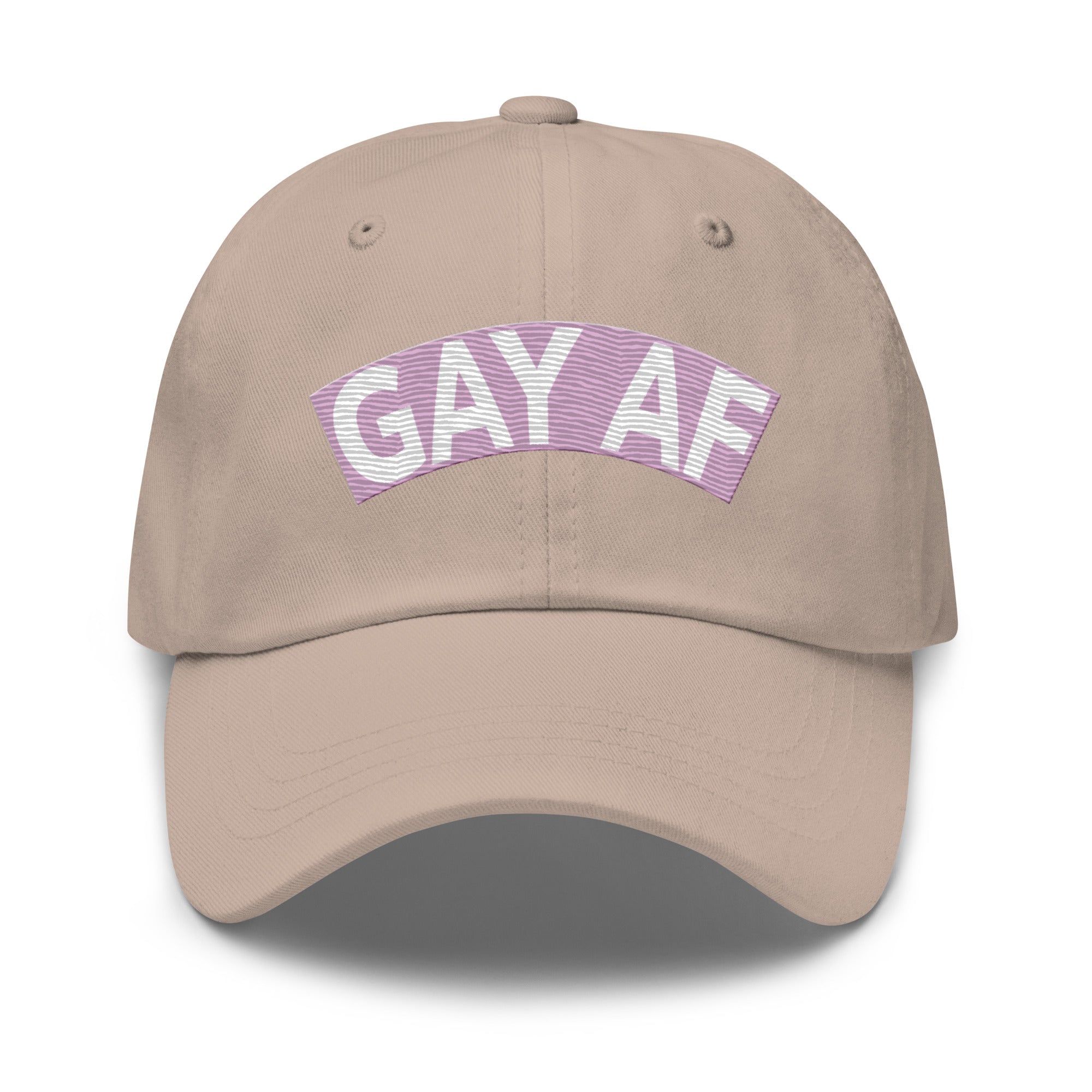 Introducing the Gay AF Cap by Pridelity: a stylish black cap that features 