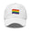 Introducing the Pridelity Pride Flag Cap, a sleek black design featuring a small rainbow flag emblem on the front. It's ideal for adding a touch of pride to your outfits, with the flag's horizontal stripes in red, orange, yellow, green, blue, and purple elegantly representing diversity and inclusion.