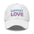 Discover the "Support Love Cap" by Pridelity, a black cap ideal for pride outfits, featuring the phrase "Support Love" embroidered on the front in light blue and pink letters.