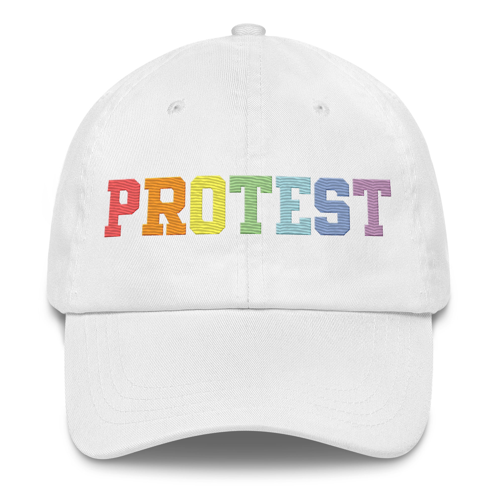 Introducing the Pridelity Protest Cap: A sleek black baseball cap with 