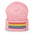 Introducing the Rainbow Beanie from Pridelity, a highlight in gay clothing that features vivid horizontal stripes in red, orange, yellow, green, blue, and purple on a white background.