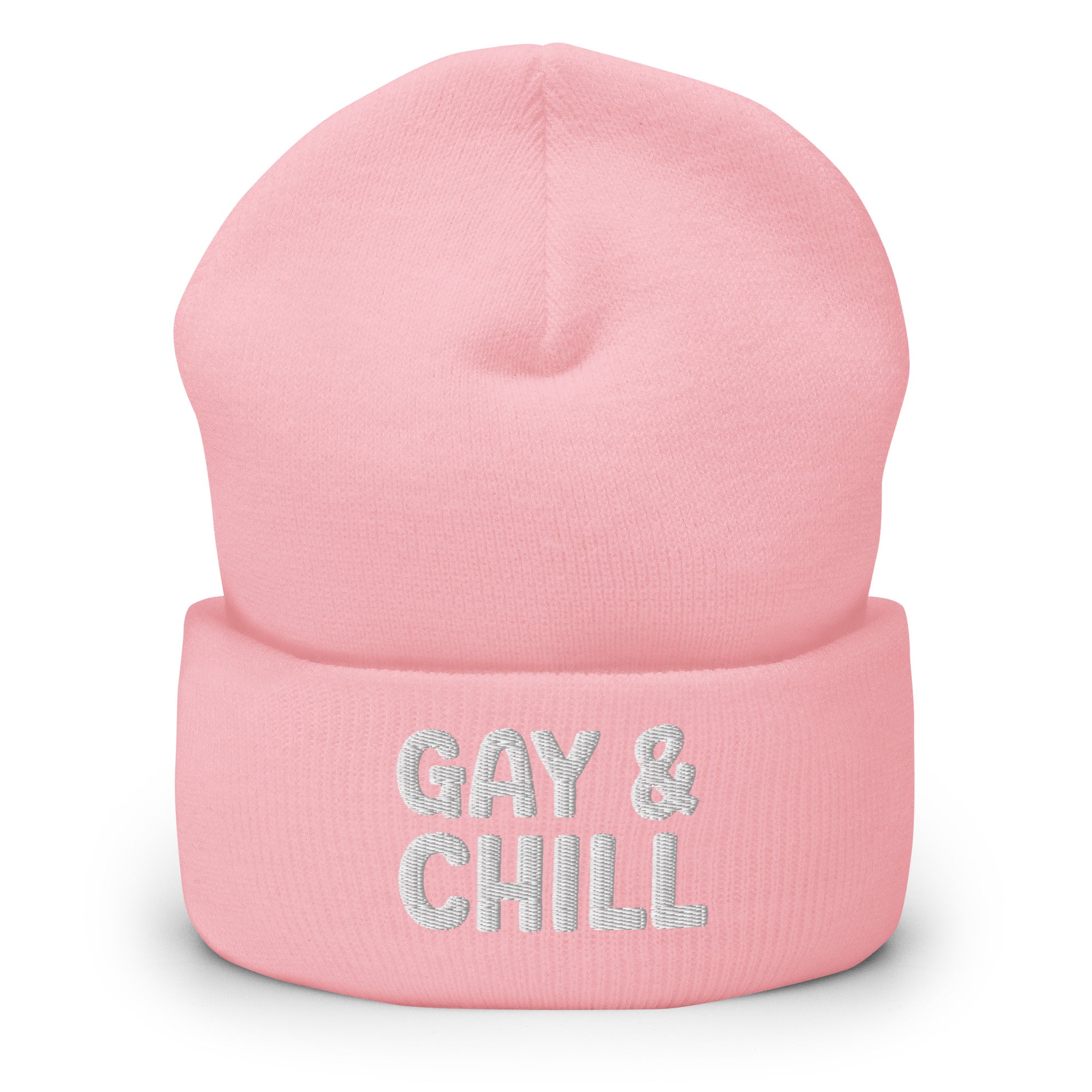 The Gay & Chill Beanie by Pridelity, embroidered with 