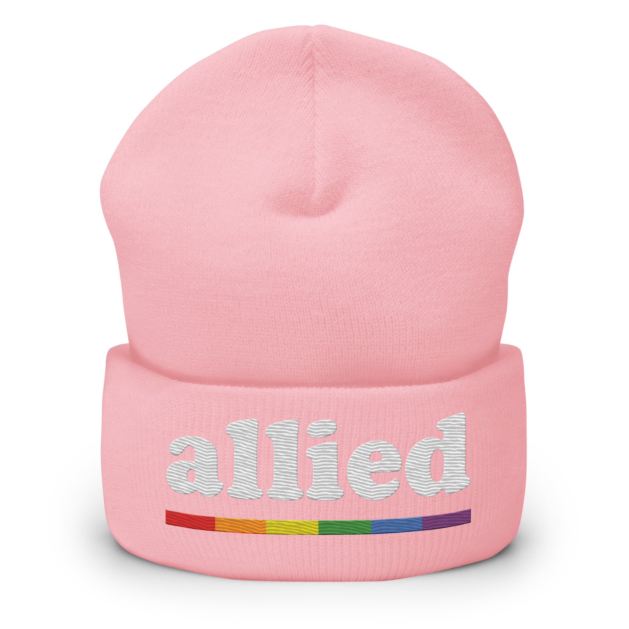 Introducing the Allied Beanie from Pridelity: This striking black beanie features the word 