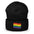 The Pride Flag Beanie by Pridelity is a white beanie adorned with an embroidered colorful rainbow flag on its folded brim, ideal for anyone looking for gay clothing that celebrates identity. The vibrant flag showcases red, orange, yellow, green, blue, and purple stripes representing LGBTQ+ pride.