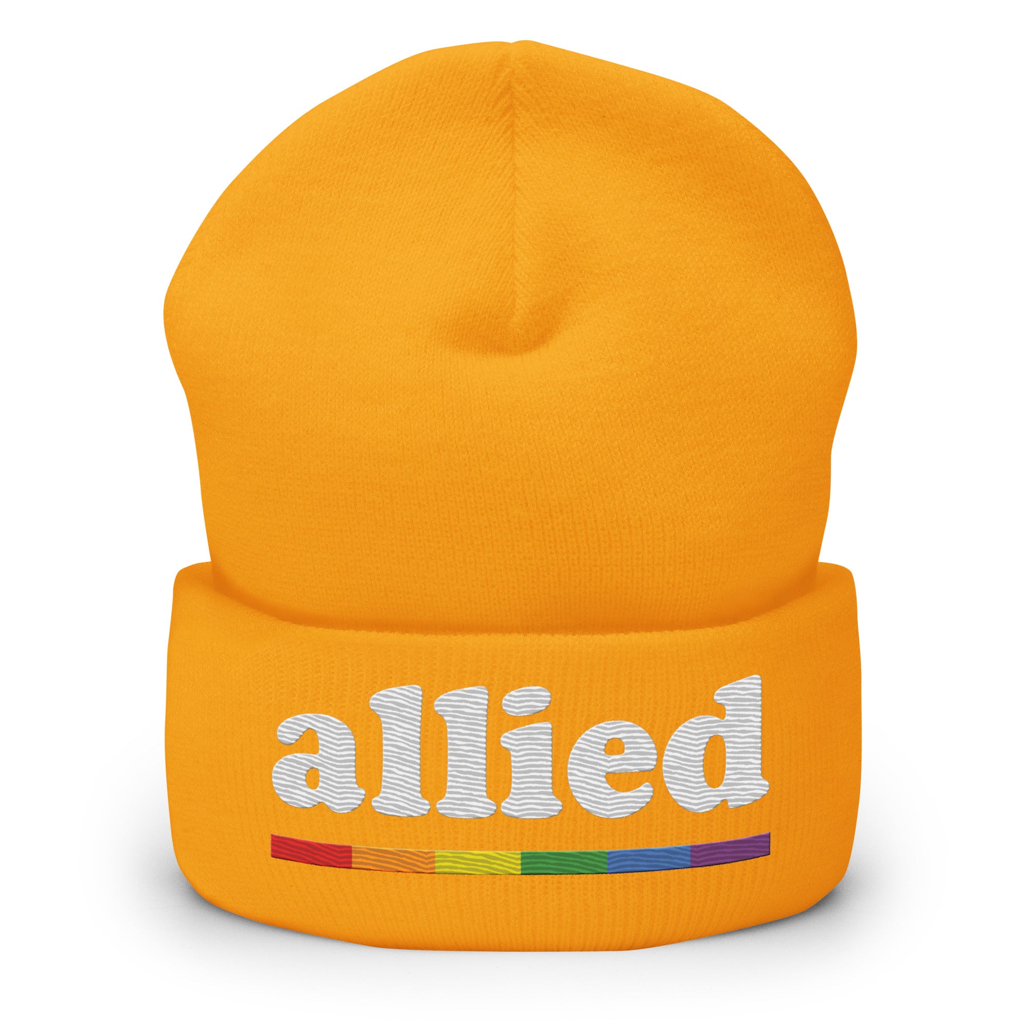 Introducing the Allied Beanie from Pridelity: This striking black beanie features the word 