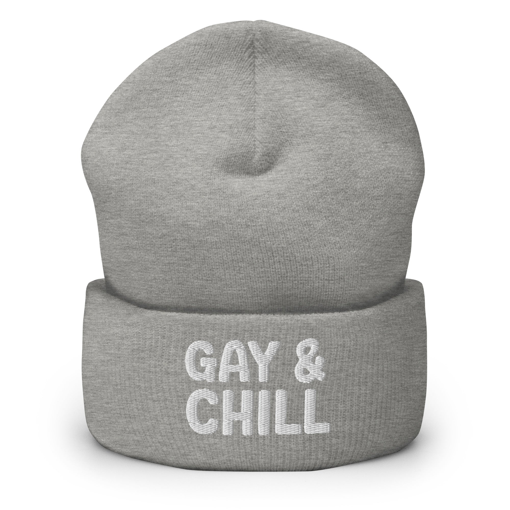 The Gay & Chill Beanie by Pridelity, embroidered with 