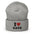 The I Love Gays Beanie by Pridelity embodies pride in LGBTQ+ fashion with its sleek black text "I ♥ GAYS" and a vibrantly red heart, set against a white background to create a bold statement piece.