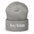 The He/Him Beanie by Pridelity, in a Heather Grey color, showcases "he/him" embroidered in white on the front, making it an ideal choice for those looking for understated yet meaningful LGBTQ+ apparel.