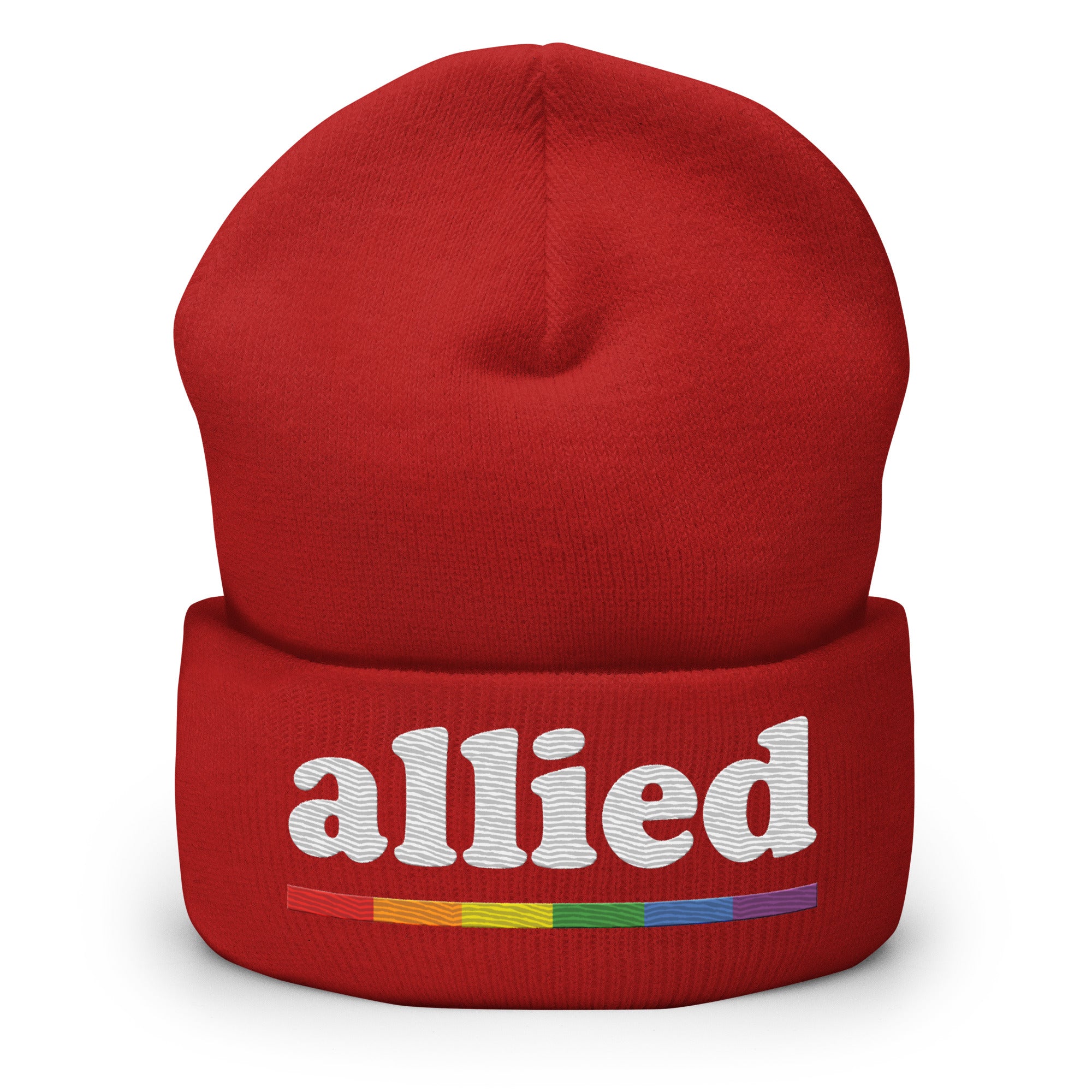 Introducing the Allied Beanie from Pridelity: This striking black beanie features the word 