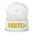 Pridelity's LGBTQ+ Beanie in red features "LGBTQ+" in yellow letters on the front, making it an ideal choice for those embracing gay clothing styles.