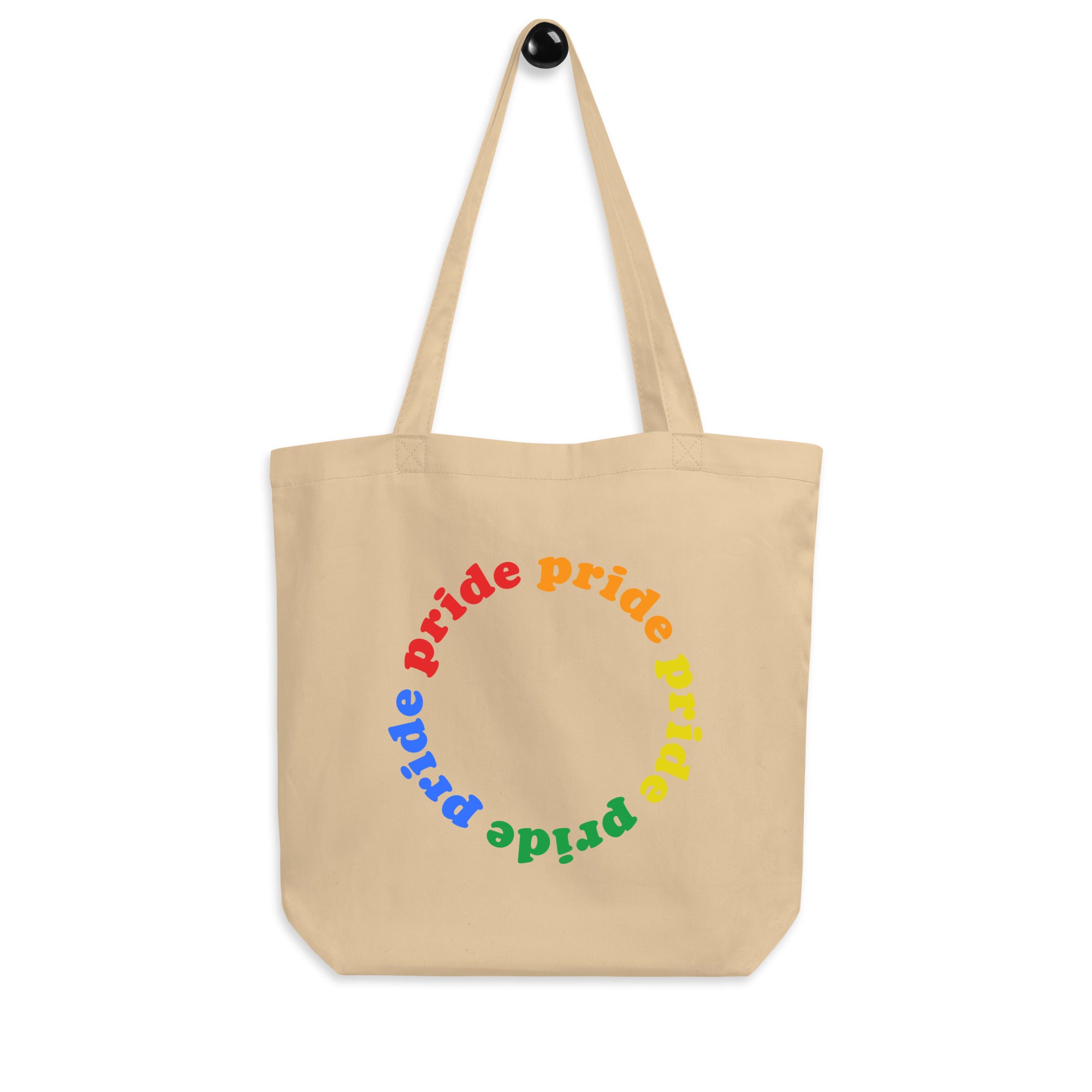 The Pride Circle Tote Bag by Pridelity is a black tote displaying 