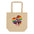 The black "Fist Up Tote Bag" from Pridelity features a raised fist against a rainbow-colored heart, symbolizing solidarity and support for LGBTQ+ rights.