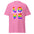 The Lovely T-Shirt from Pridelity showcases a pink T-shirt adorned with the phrase "LOVE is Love" on the front. The word "LOVE" is artfully filled with vibrant rainbow stripes, highlighting its strong message of inclusivity and support for the LGBTQ+ community.