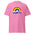 Introducing the Pridelity LGBTQ+ Rainbow T-Shirt: a black shirt adorned with a vibrant rainbow arching over bold, colorful "LGBTQ+" lettering.