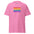 The Pridelity Proud Sister T-shirt is a black tee that showcases the phrase "Proud Sister" in vibrant rainbow colors on the front.