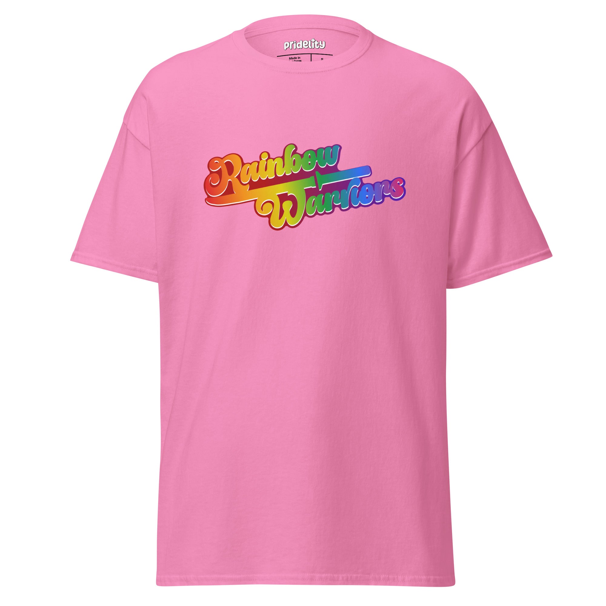 A gold Rainbow Warriors T-Shirt by Pridelity featuring the phrase 