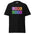 Introducing the Love Love T-Shirt by Pridelity: a striking black pride shirt adorned with "LOVE" in vibrant, bold, block-style letters. The top row features pink and orange, while the bottom row showcases green and blue.