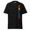 The Pride Vertical T-Shirt by Pridelity is available in light blue and prominently displays the word "PRIDE" vertically on the right side, featuring an array of vibrant rainbow colors: red, orange, yellow, green, blue, and purple.