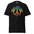 A Pridelity white "Peace & Love" T-shirt showcasing a prominent peace symbol in rainbow colors. The words "Peace and Love" are elegantly displayed above the symbol in a coordinating rainbow gradient, symbolizing unity and inclusivity.