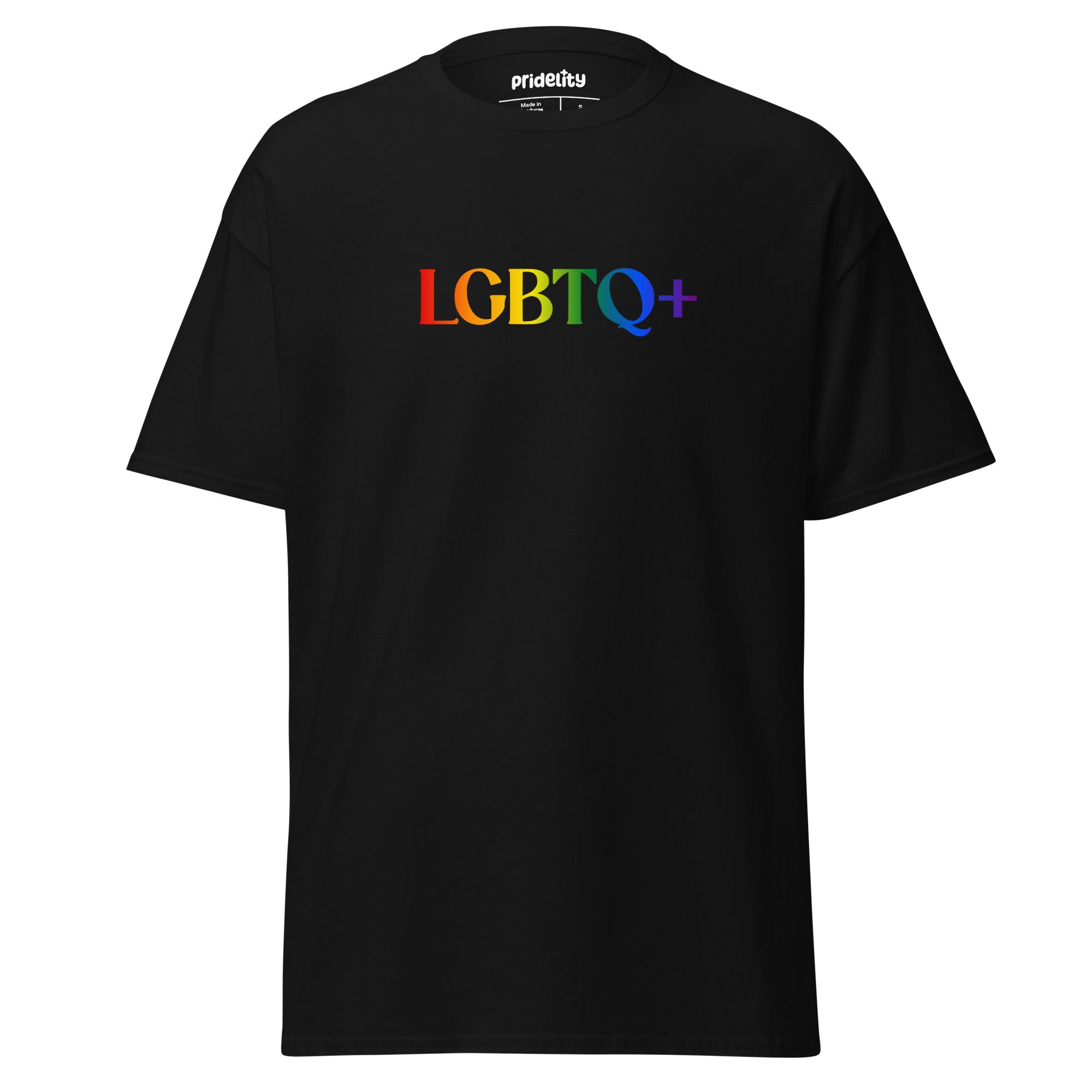 White Pridelity LGBTQ+ T-Shirt showcasing the text 