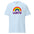 Introducing the Pridelity LGBTQ+ Rainbow T-Shirt: a black shirt adorned with a vibrant rainbow arching over bold, colorful "LGBTQ+" lettering.