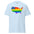 The US Map Pride T-Shirt by Pridelity features a graphic of the United States map, skillfully combining the American flag with vibrant rainbow colors to represent unity and diversity. This T-shirt comes in white.