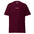 A maroon t-shirt called the Lesbian Love T-Shirt features six small hearts across the chest, each in different colors: purple, blue, teal, green, orange, and yellow. The brand name "Pridelity" is printed on the inside of the neckline.