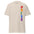 The Pride Vertical T-Shirt by Pridelity is available in light blue and prominently displays the word "PRIDE" vertically on the right side, featuring an array of vibrant rainbow colors: red, orange, yellow, green, blue, and purple.