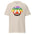 A Pridelity white "Peace & Love" T-shirt showcasing a prominent peace symbol in rainbow colors. The words "Peace and Love" are elegantly displayed above the symbol in a coordinating rainbow gradient, symbolizing unity and inclusivity.