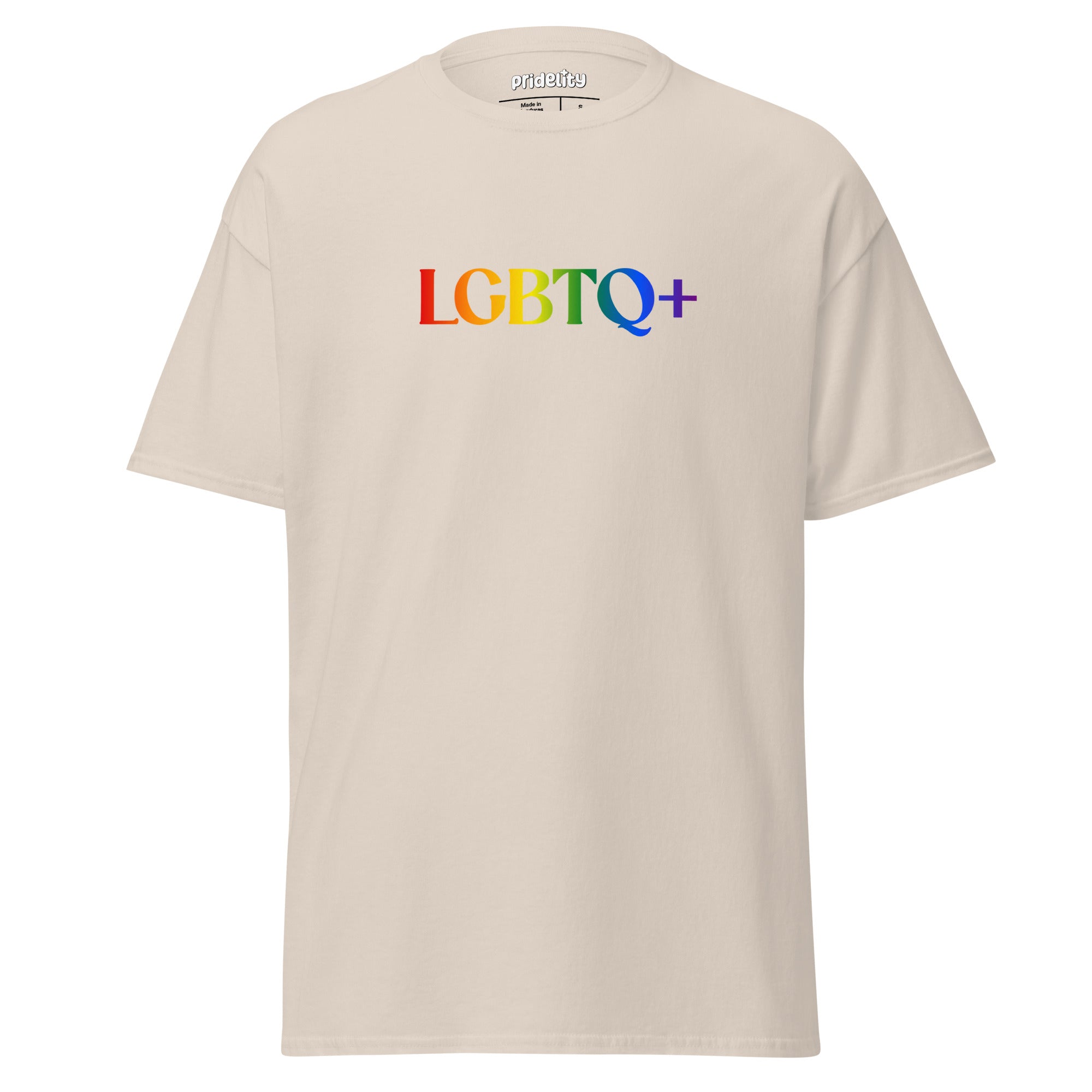 White Pridelity LGBTQ+ T-Shirt showcasing the text 