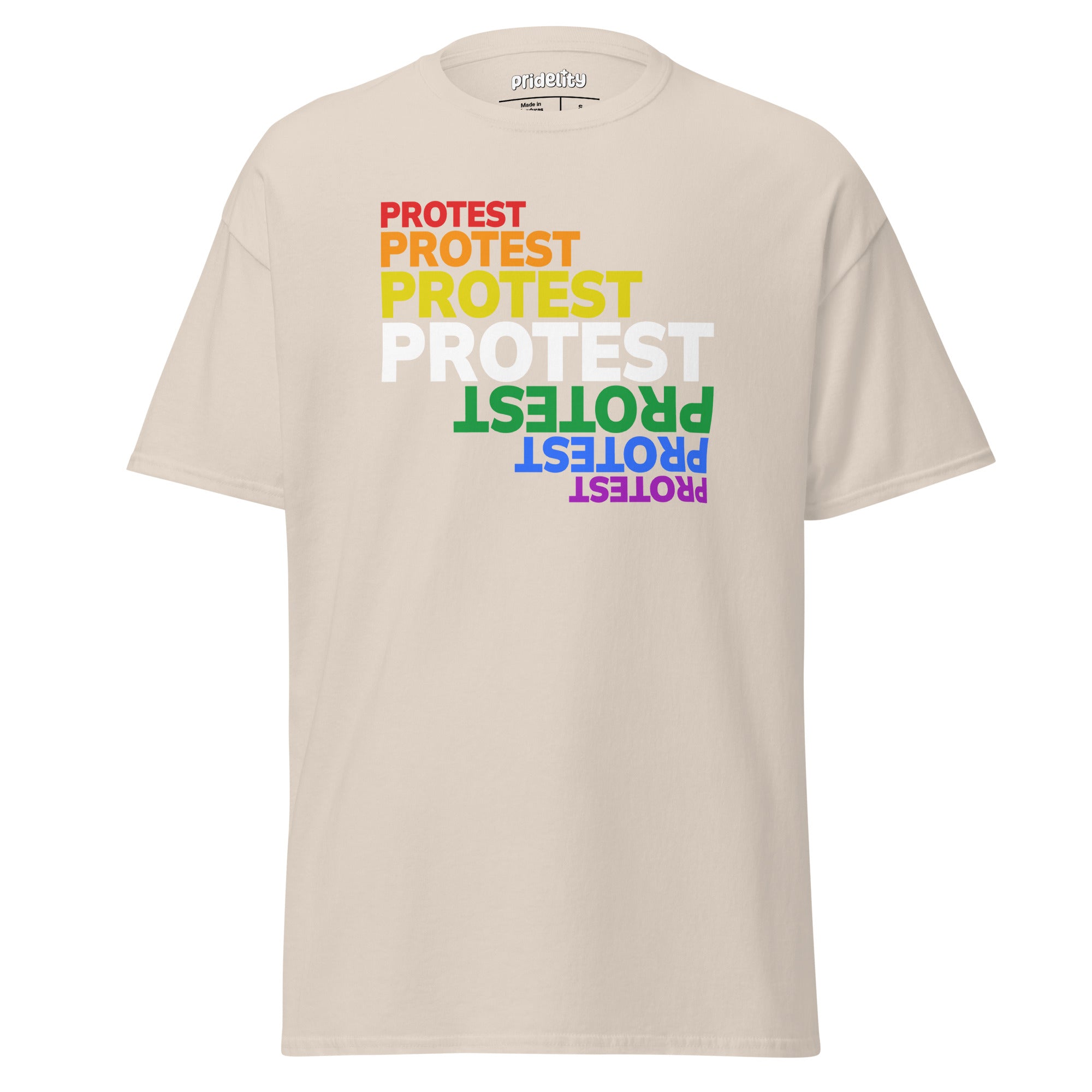 A black Protest T-Shirt from Pridelity features the word 