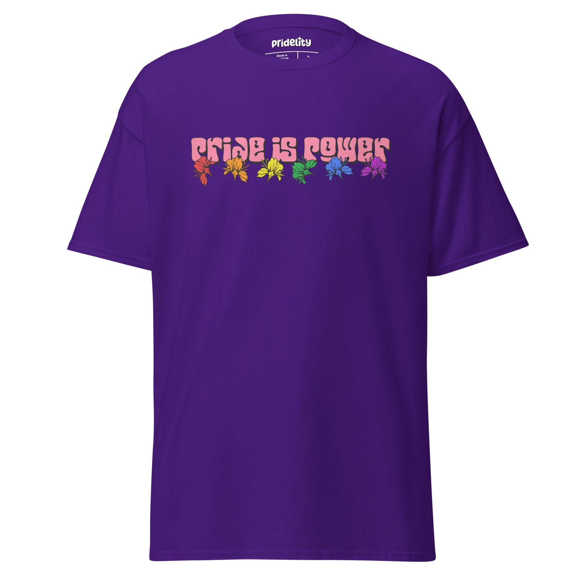 Introducing the Pride Is Power T-Shirt by Pridelity, adorned with 